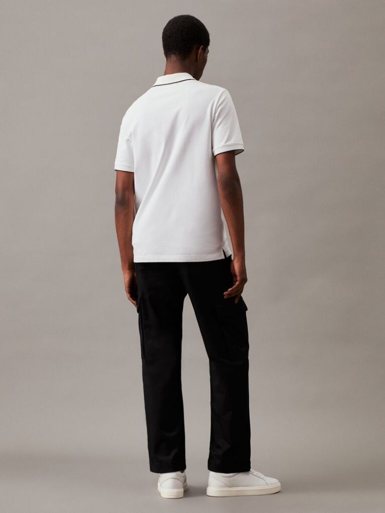 White Slim Piqué Tipping Polo Shirt  Men