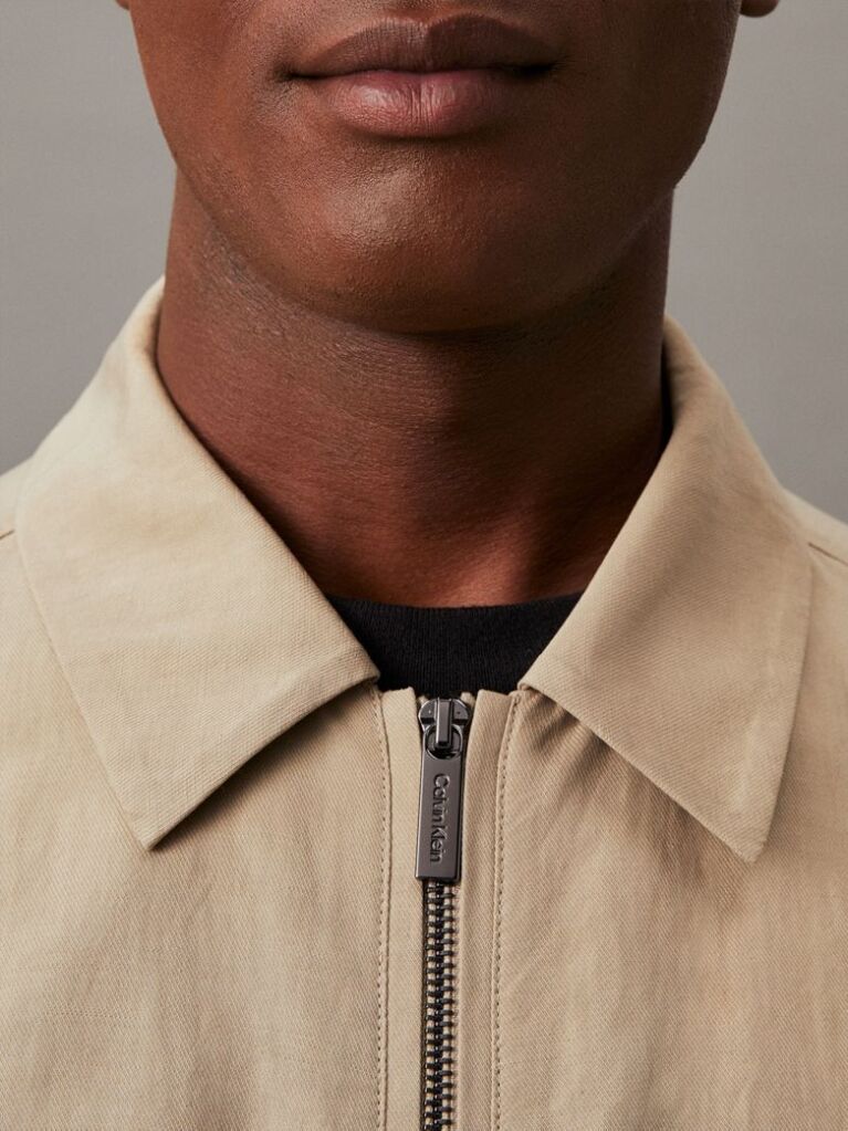 Beige Linen Lyocell Cotton Jacket  Men