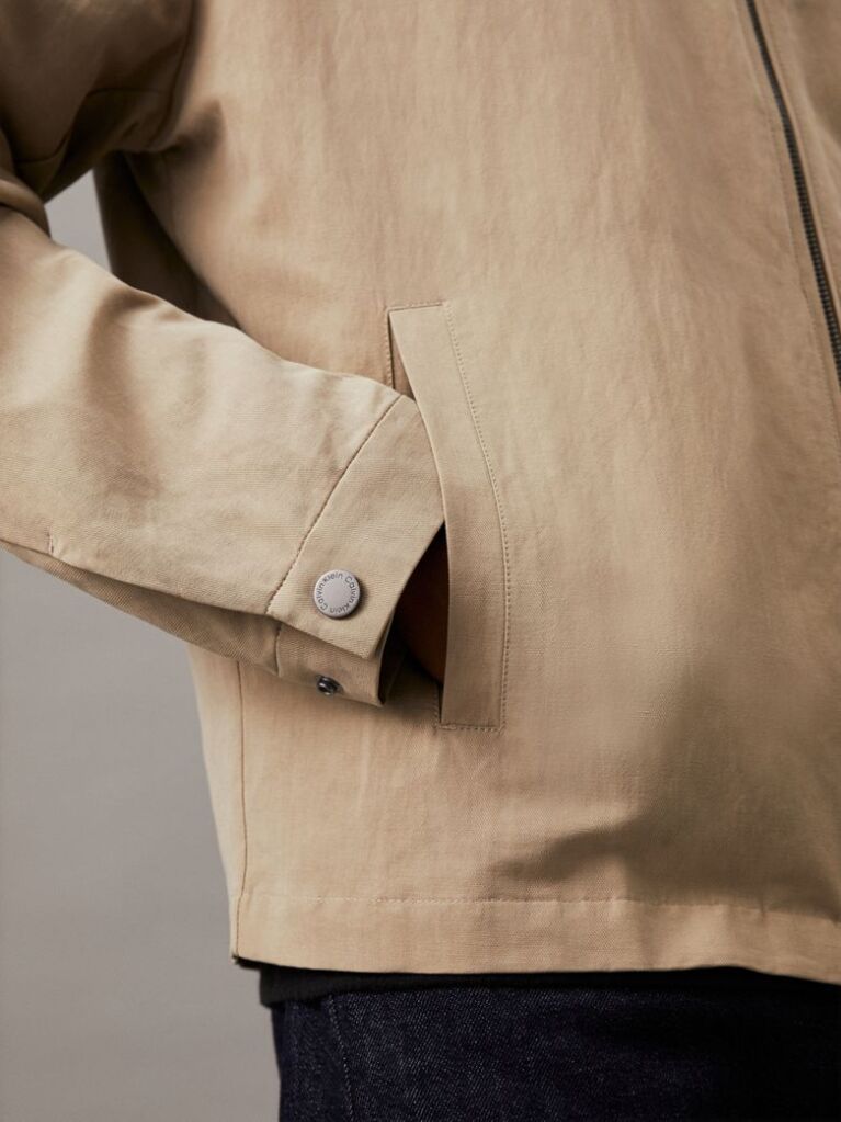 Beige Linen Lyocell Cotton Jacket  Men
