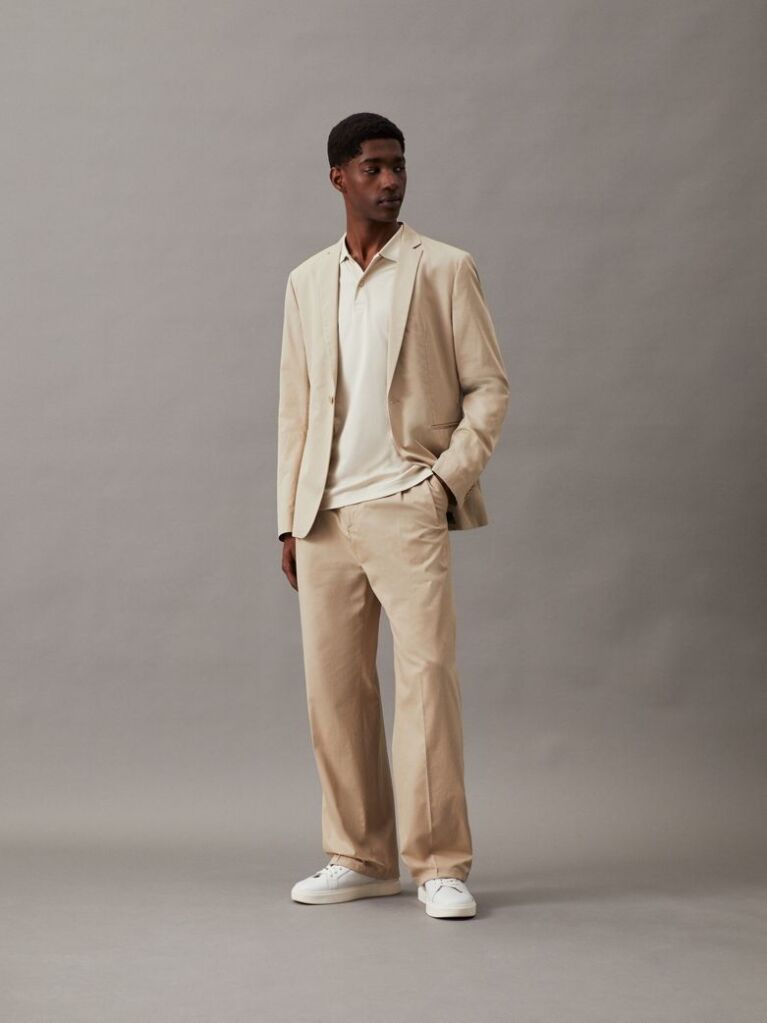 Beige Slim Seacell Blazer  Men
