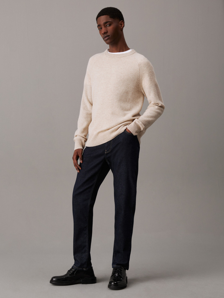 Beige Wool Jumper  Men