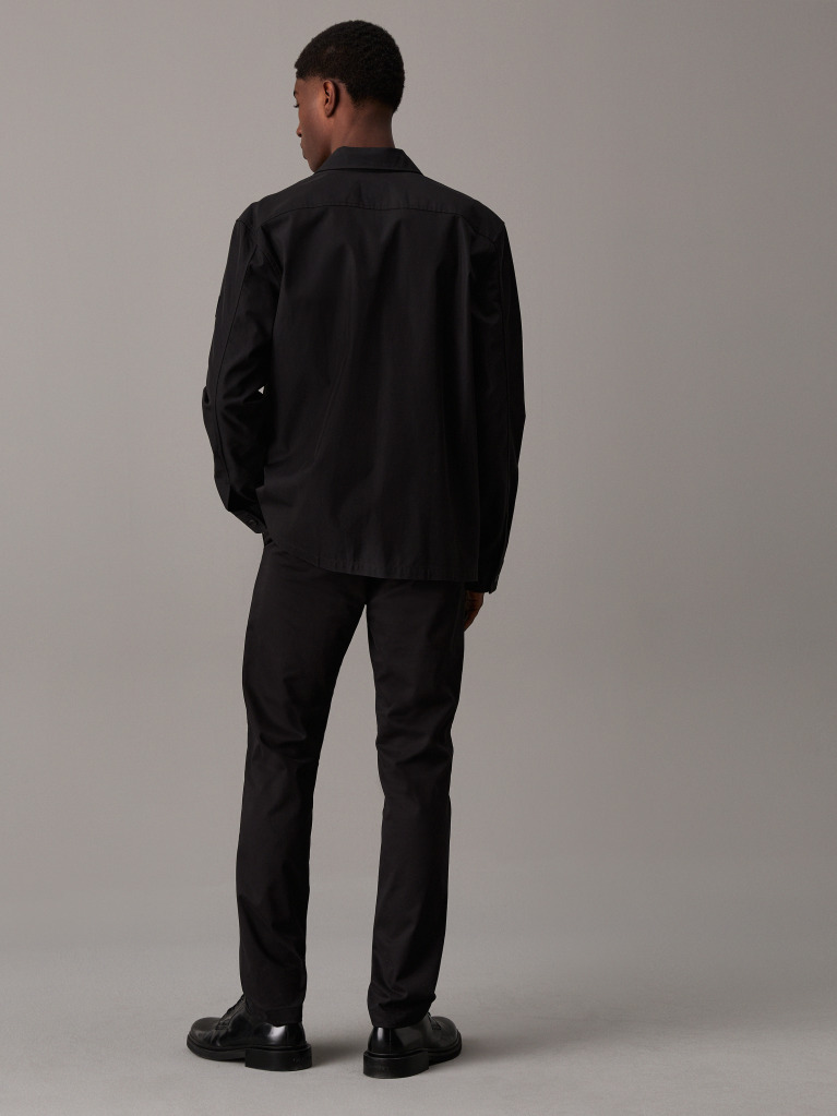 Black Slim Sateen Chino Trousers  Men
