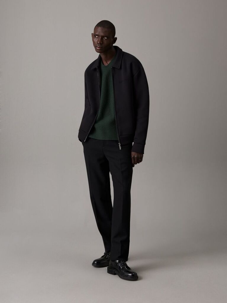 Black Tapered Pleated Knit Trousers  Men