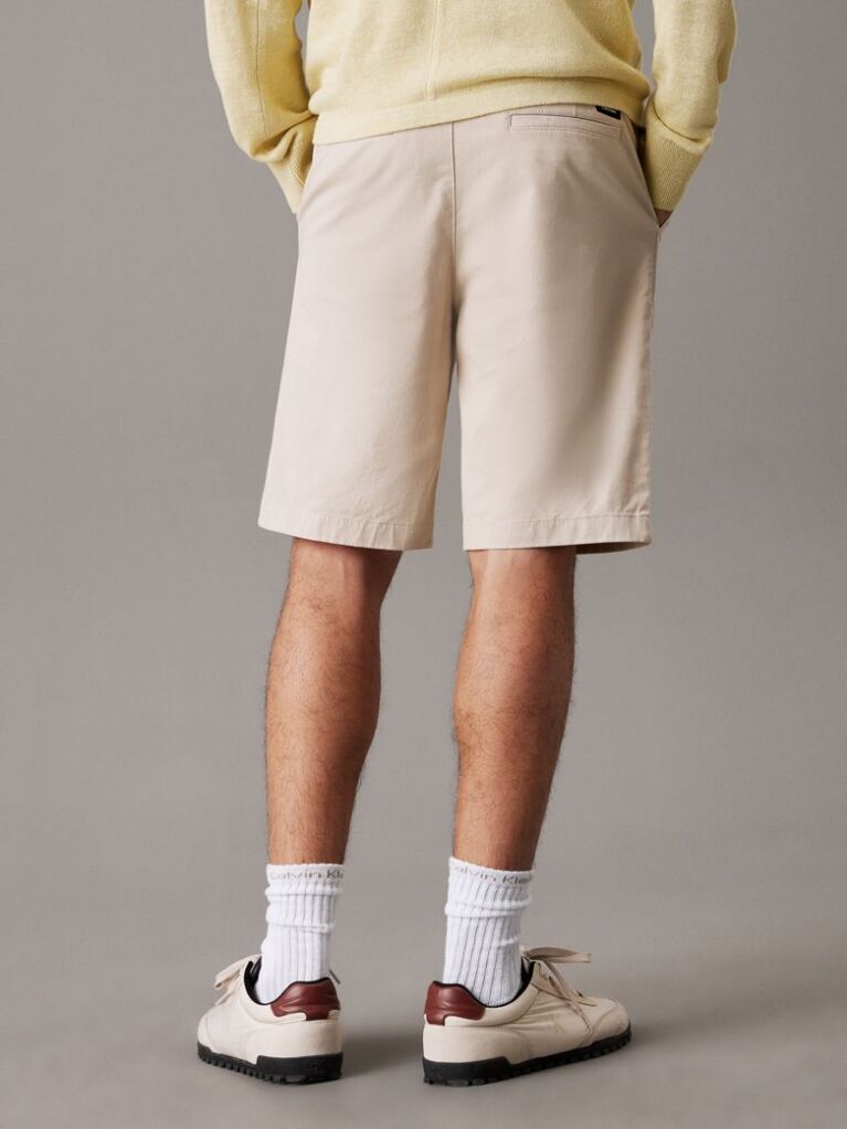 Μπεζ Chino Βερμούδα Σε ίσια Γραμμή Από Twill  Άνδρας