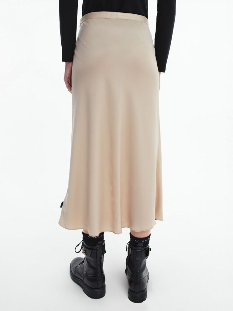 Beige Recycled Polyester Slip Skirt  Women