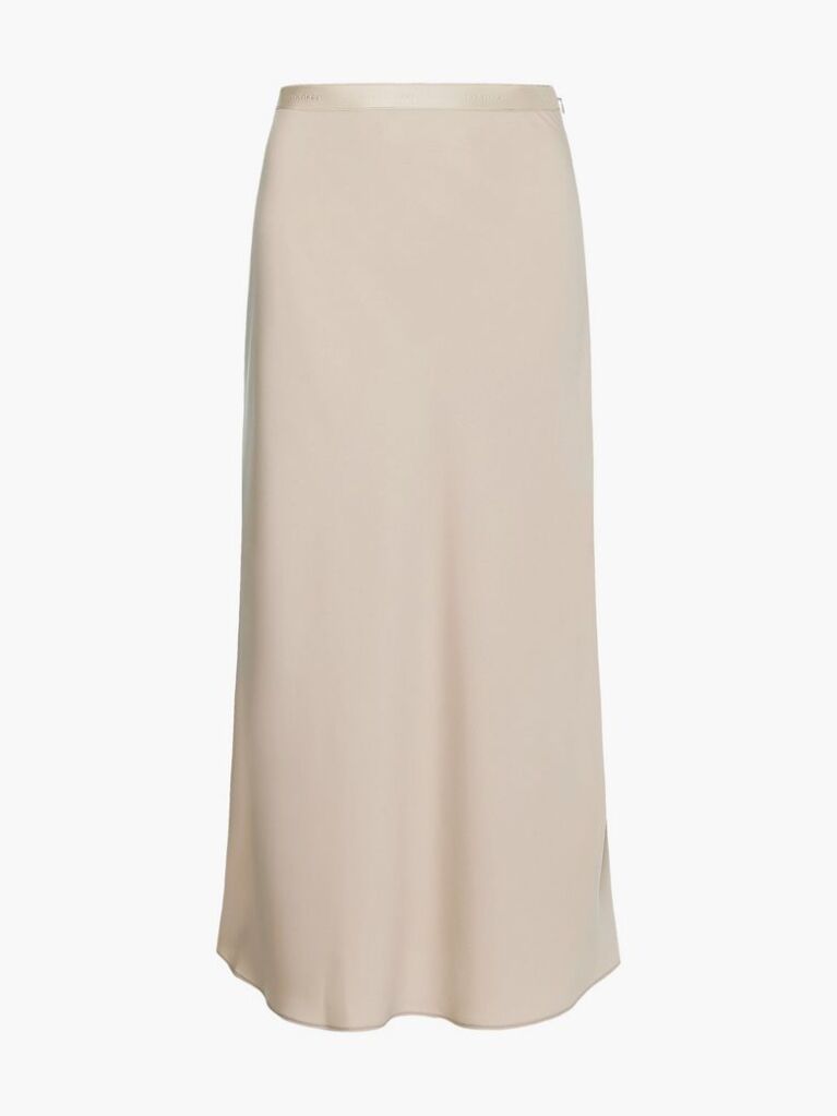 Beige Recycled Polyester Slip Skirt  Women