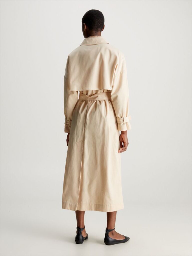 Beige Technical Cotton Trench Coat  Women