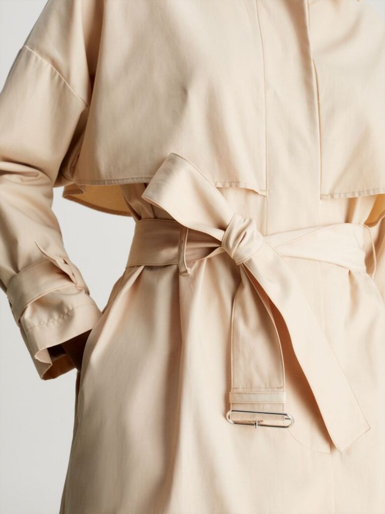 Beige Technical Cotton Trench Coat  Women
