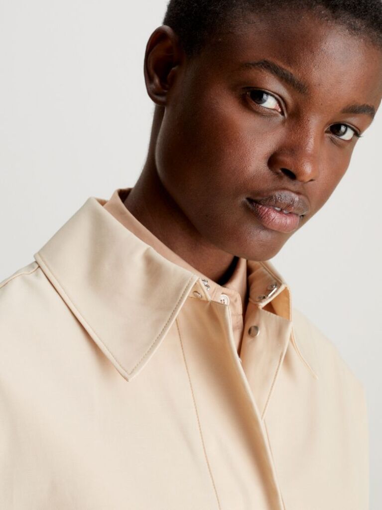 Beige Technical Cotton Trench Coat  Women