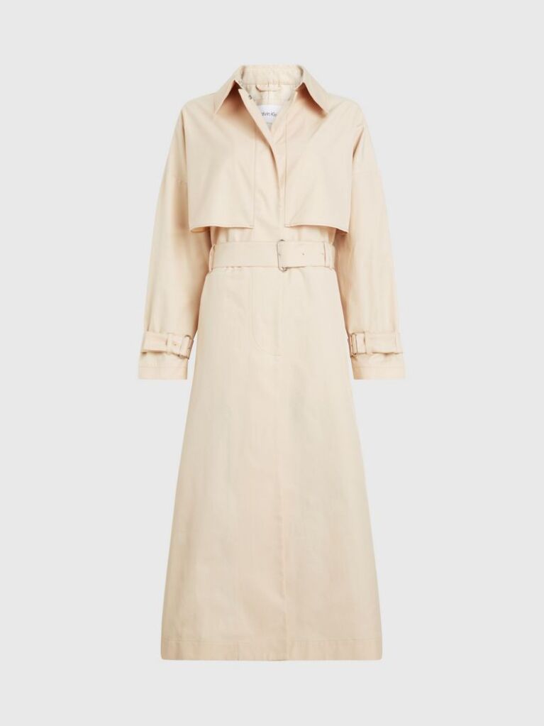 Beige Technical Cotton Trench Coat  Women