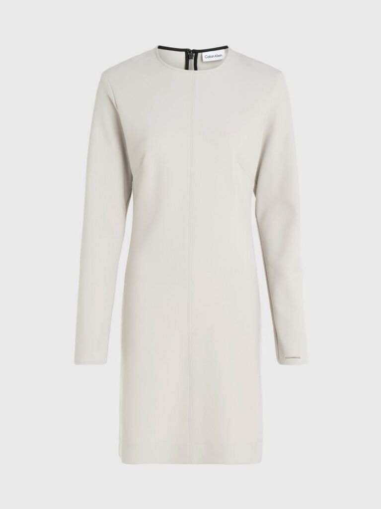 Beige Crepe Long Sleeve Mini Dress  Women