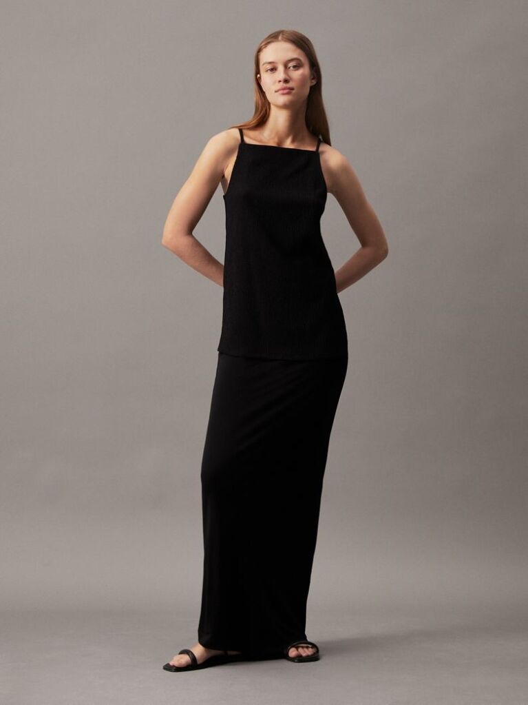 Black Crinkle Jersey Cami Top  Women