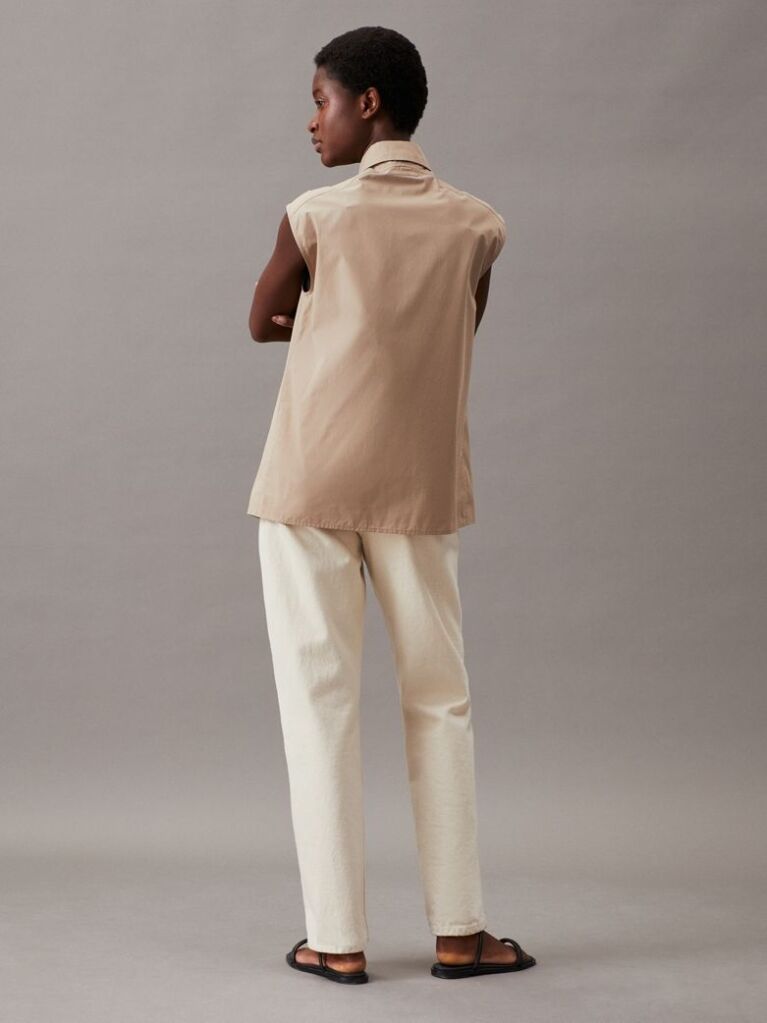 Brown Cotton Archive Sleeveless Shirt  Women