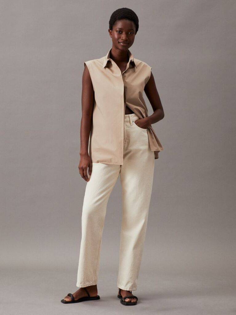 Brown Cotton Archive Sleeveless Shirt  Women
