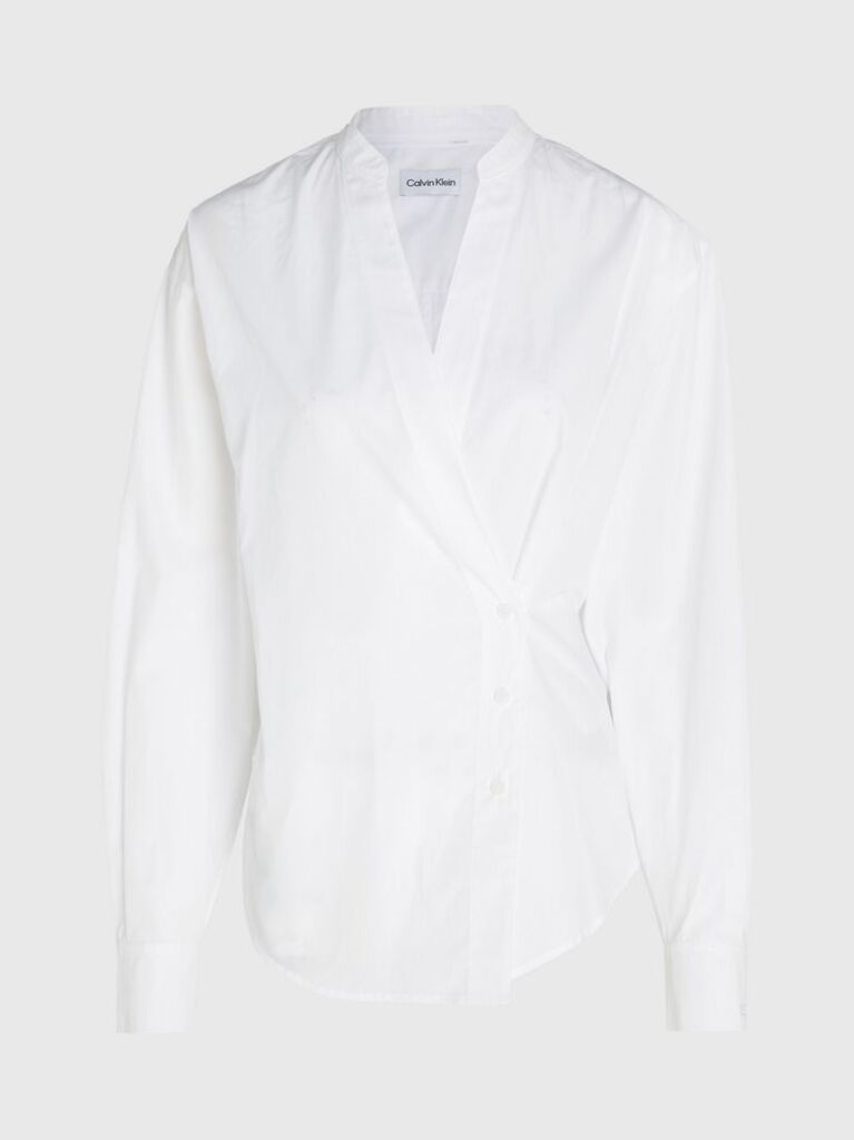 White Cotton Wrap Shirt  Women
