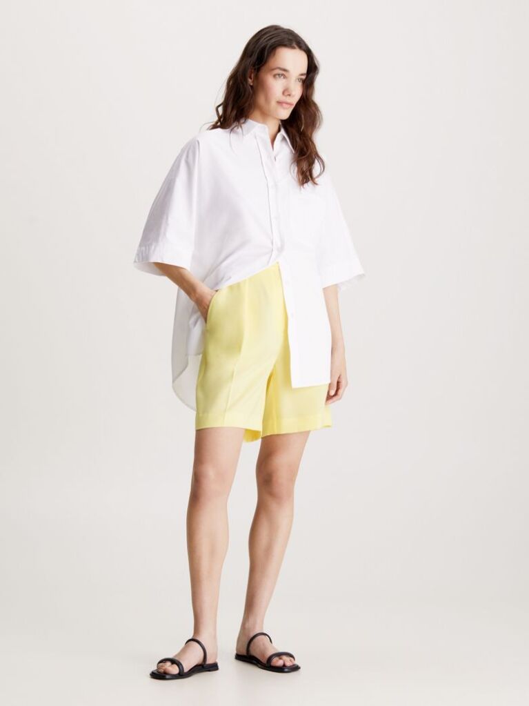 Yellow Structure Twill Shorts  Women