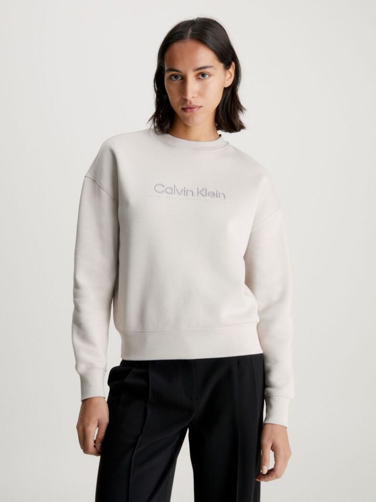Beige Embroidered Fleece Sweatshirt  Women