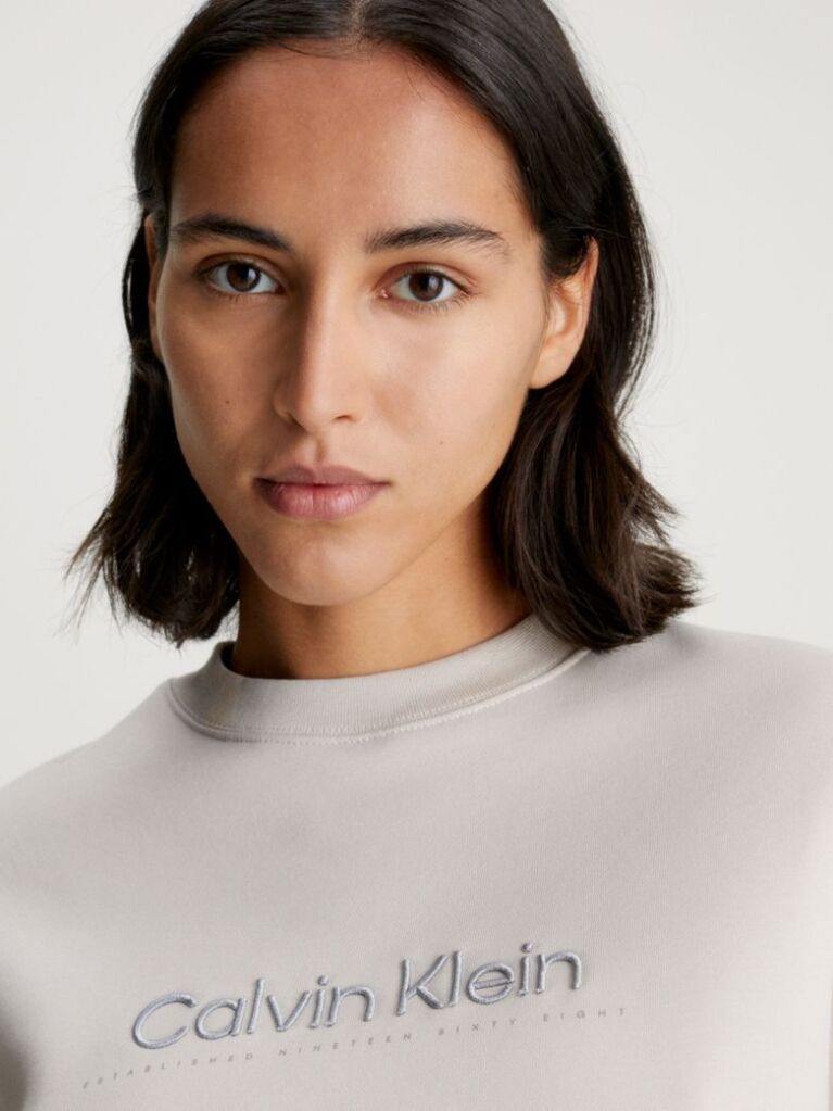 Beige Embroidered Fleece Sweatshirt  Women