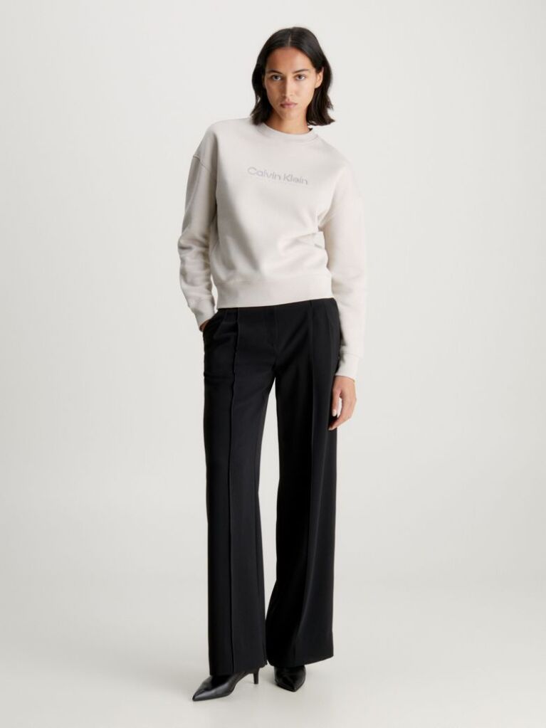 Beige Embroidered Fleece Sweatshirt  Women