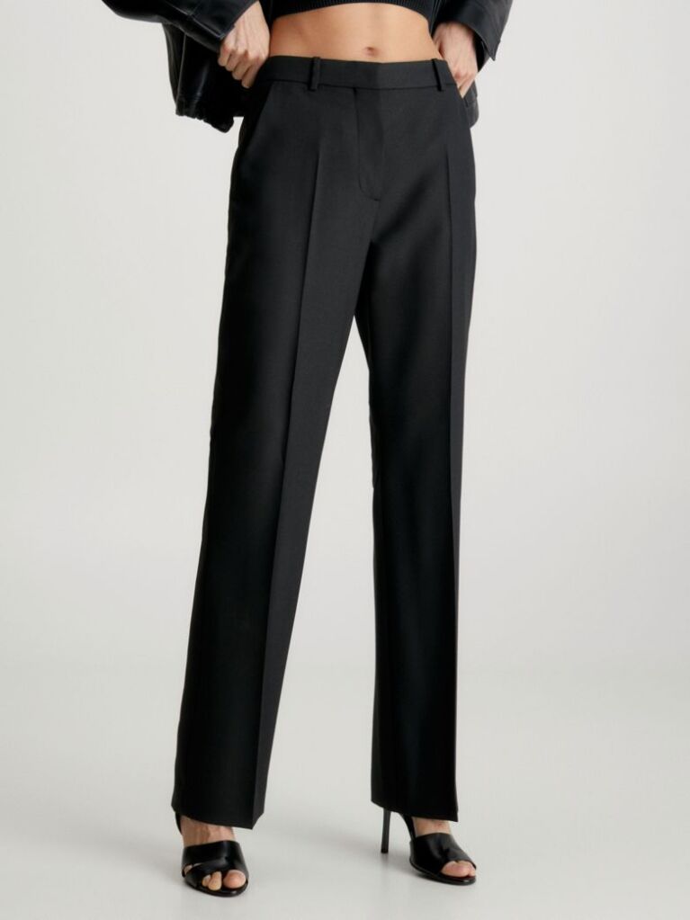 Black Essential Slim Straight Pants  Women