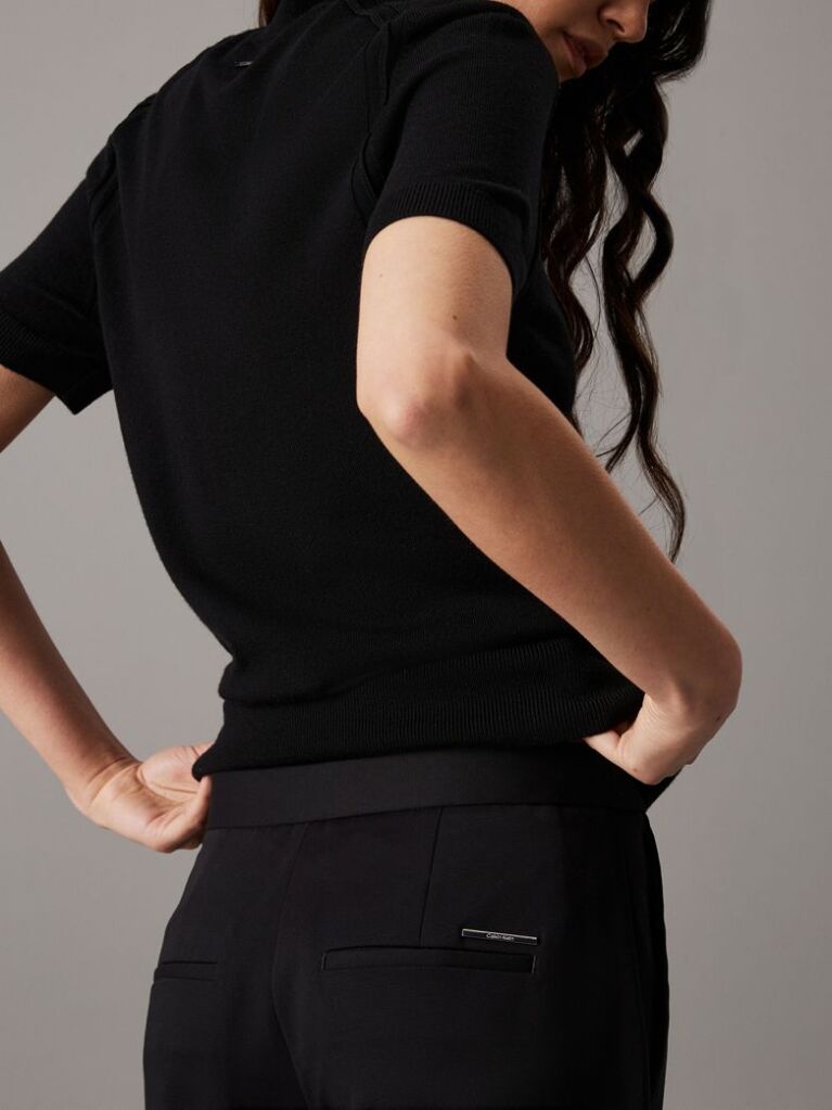 Black Slim Cotton Stretch Trousers  Women