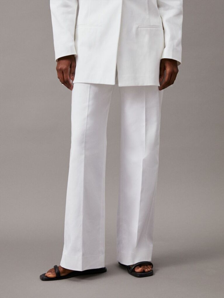 White Relaxed Bootcut Trousers  Women