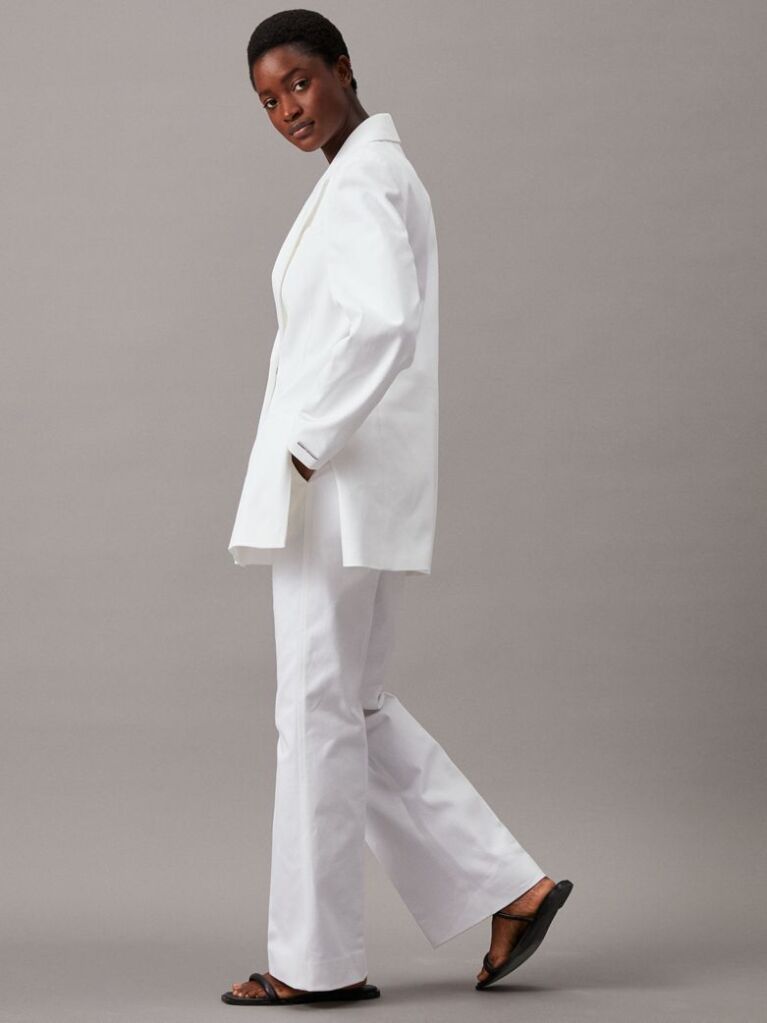 White Relaxed Bootcut Trousers  Women