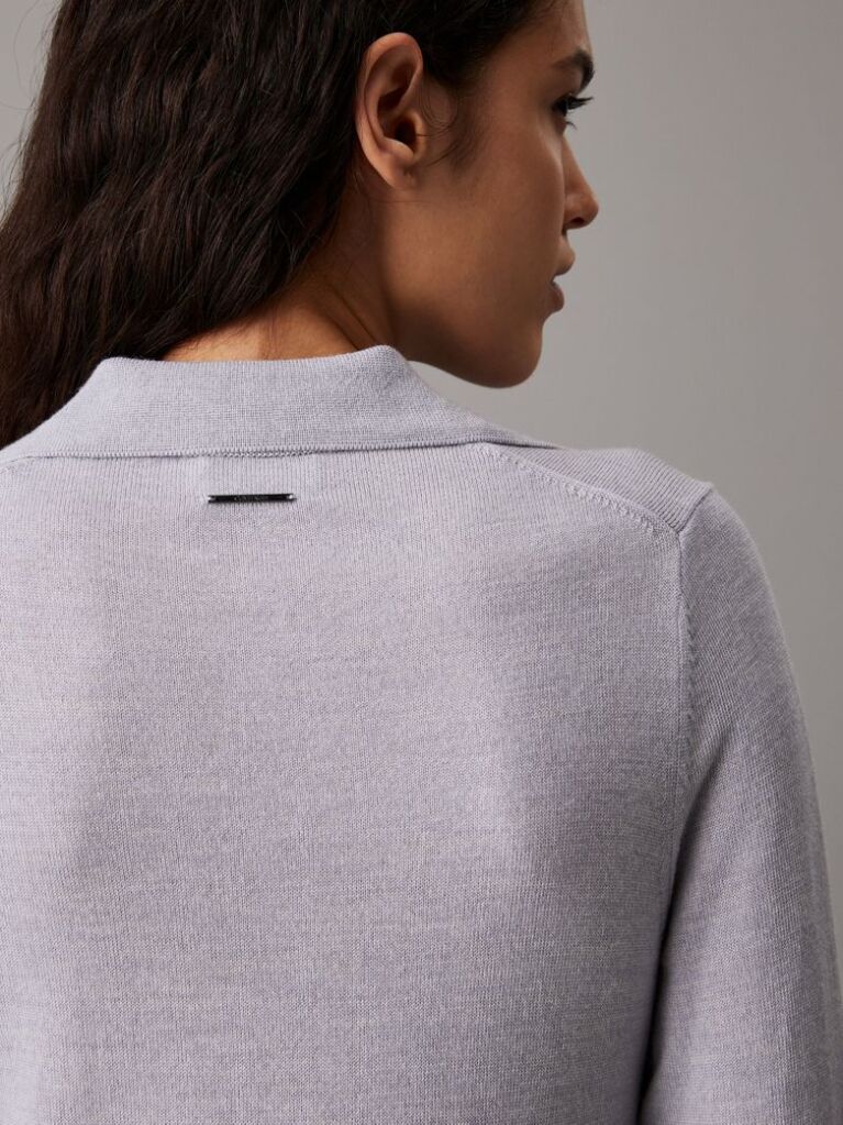 Grey Slim Merino Buttoned Shirt Dress  Women