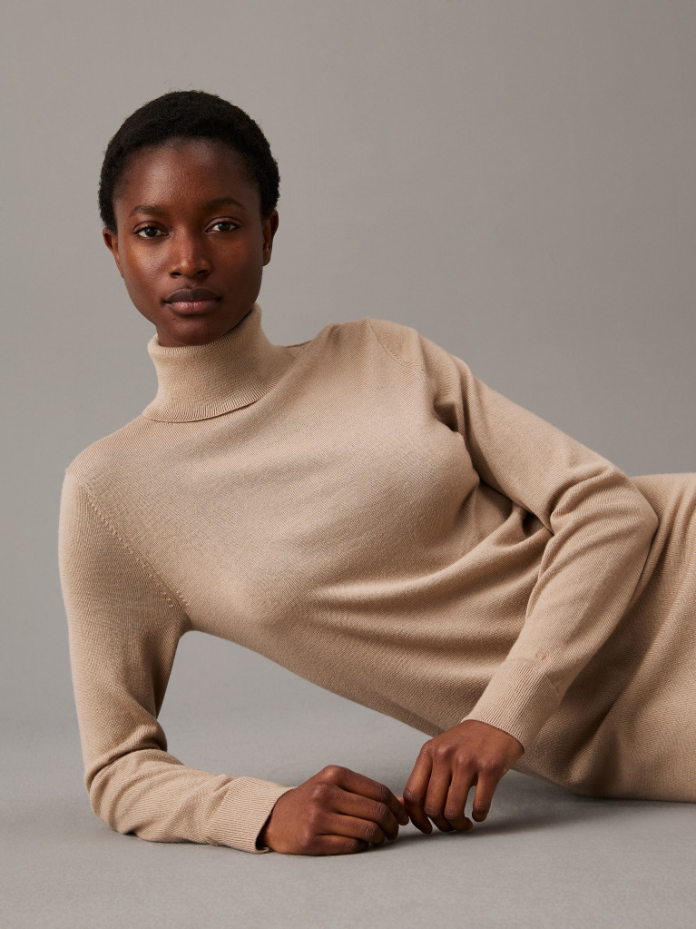Μπεζ Φόρεμα Shift Από Μαλλί Merino  Γυναίκα