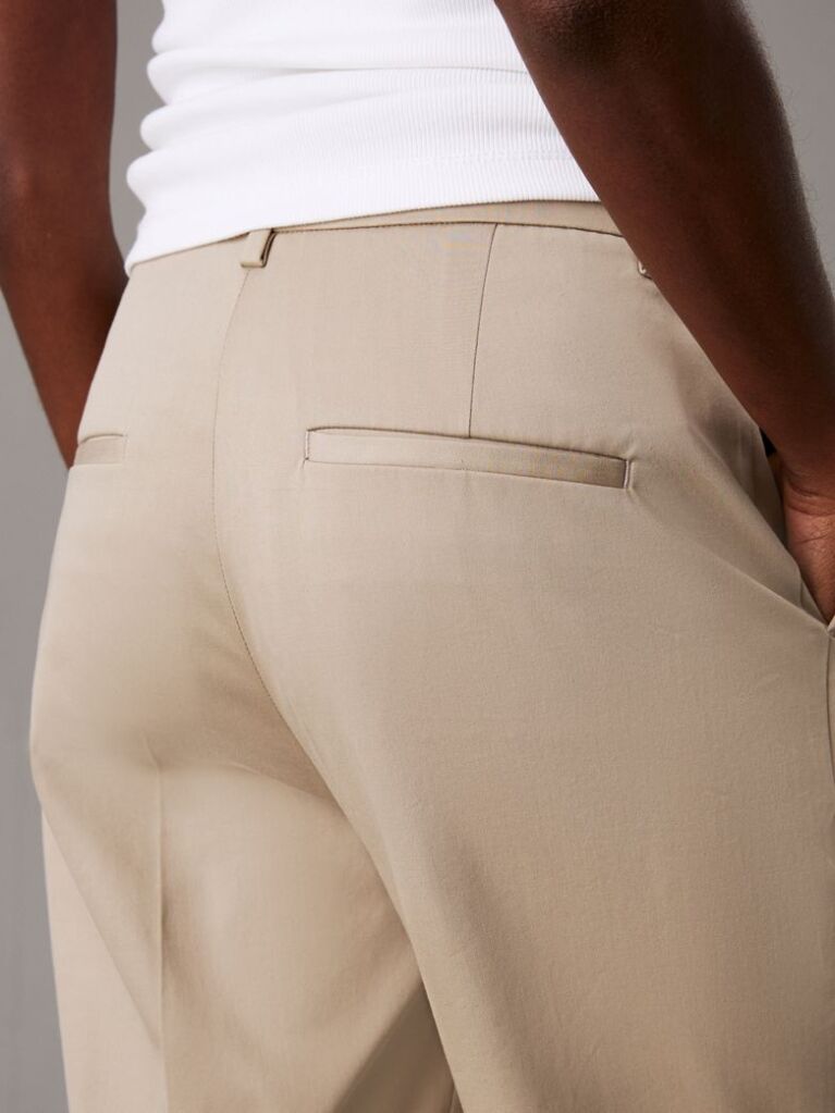 Beige Slim Tapered Chino Trousers  Women