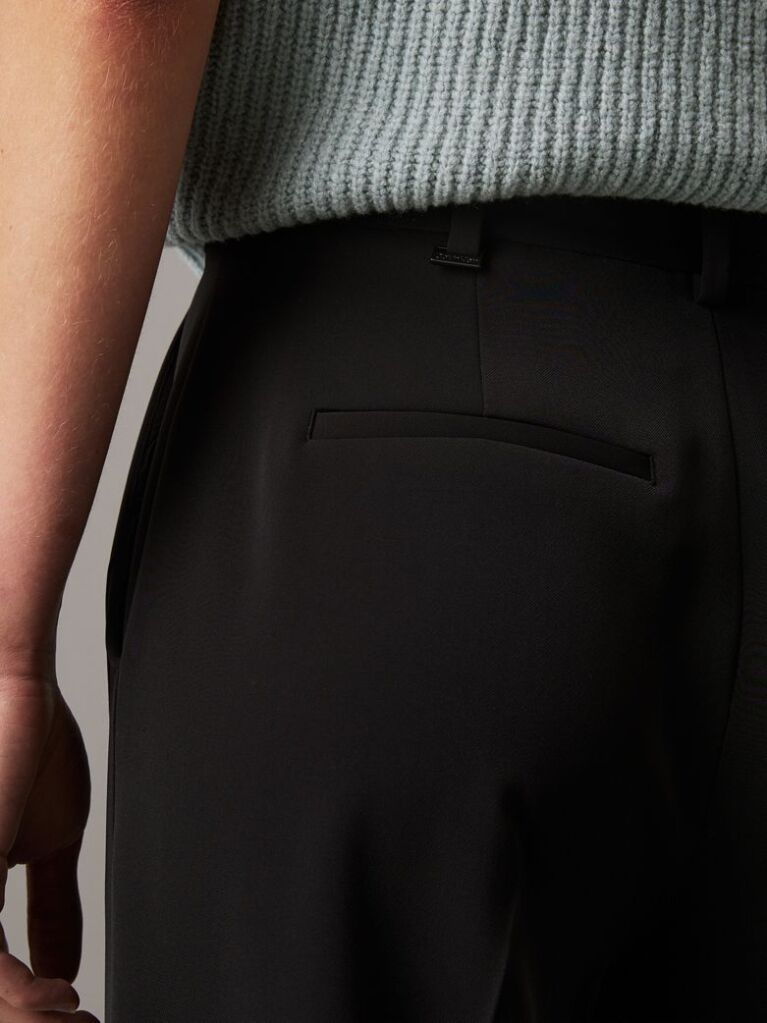 Black Slim Wide Leg Trousers  Women