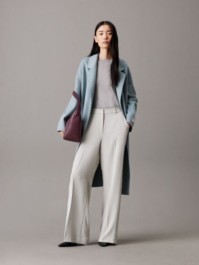 Grey Slim Wide Leg Trousers  Women