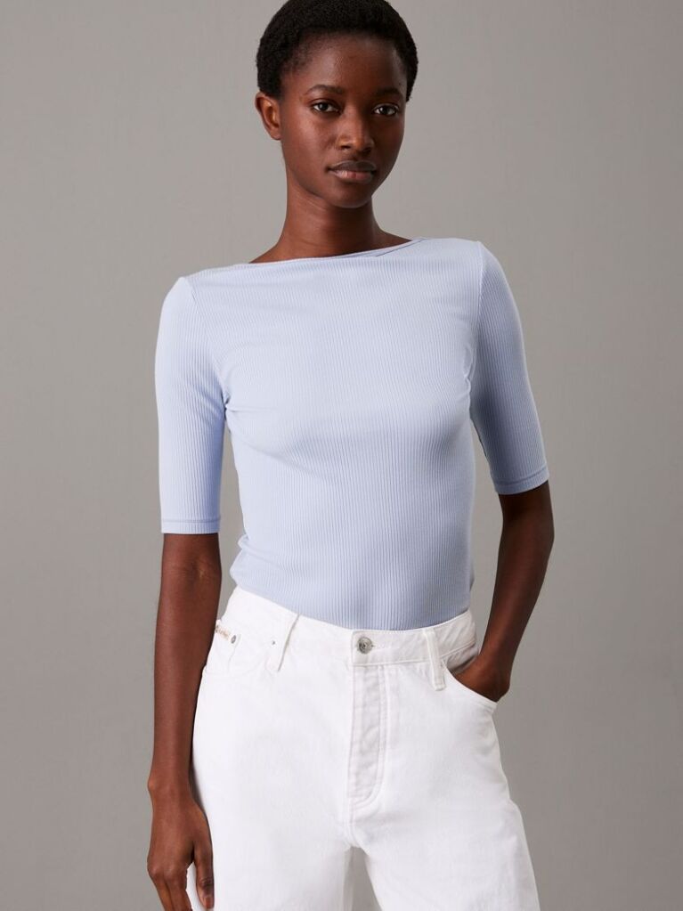 Blue Skinny Modal Scoop Back Top  Women
