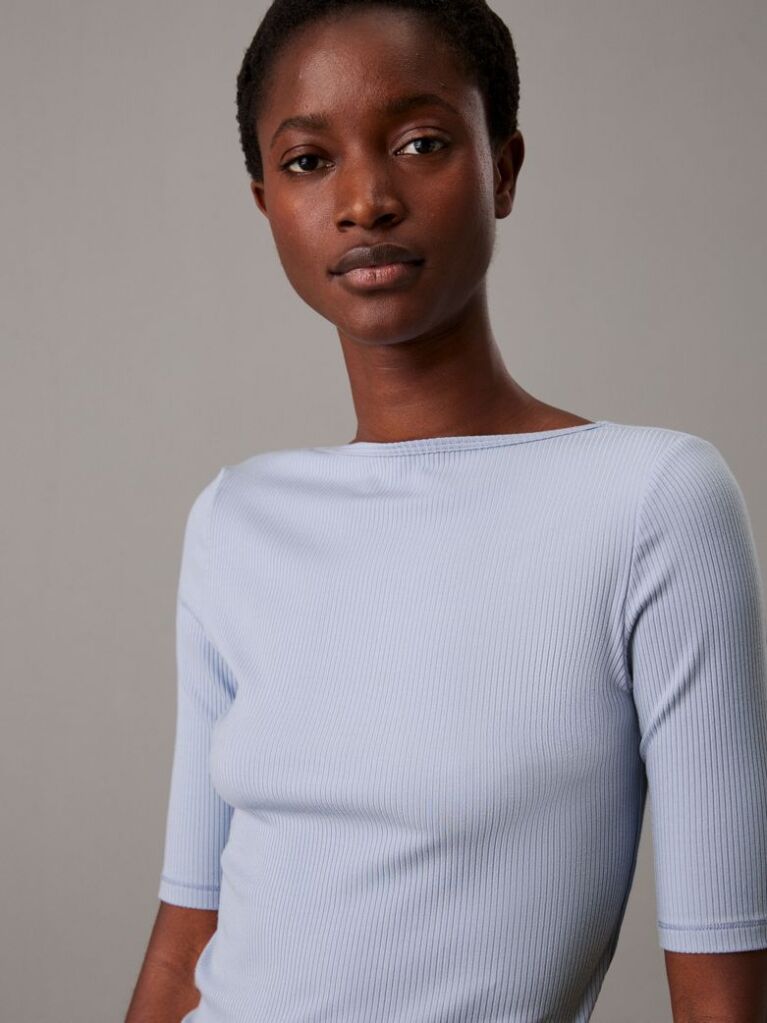 Blue Skinny Modal Scoop Back Top  Women