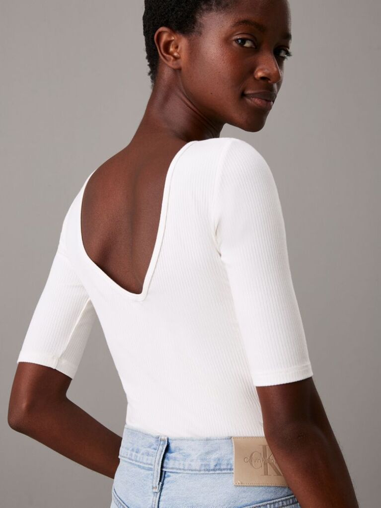 White Skinny Modal Scoop Back Top  Women