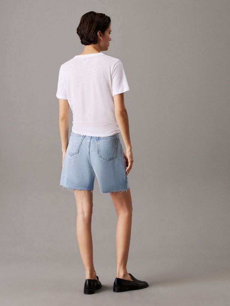 White Relaxed Linen Jersey T-shirt  Women