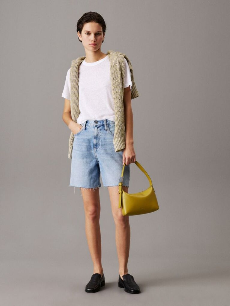 White Relaxed Linen Jersey T-shirt  Women