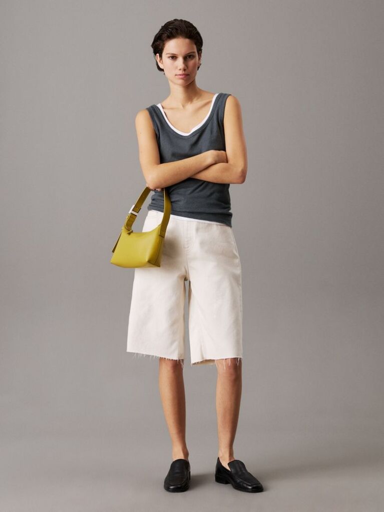 Grey Slim Linen Jersey Tank Top  Women