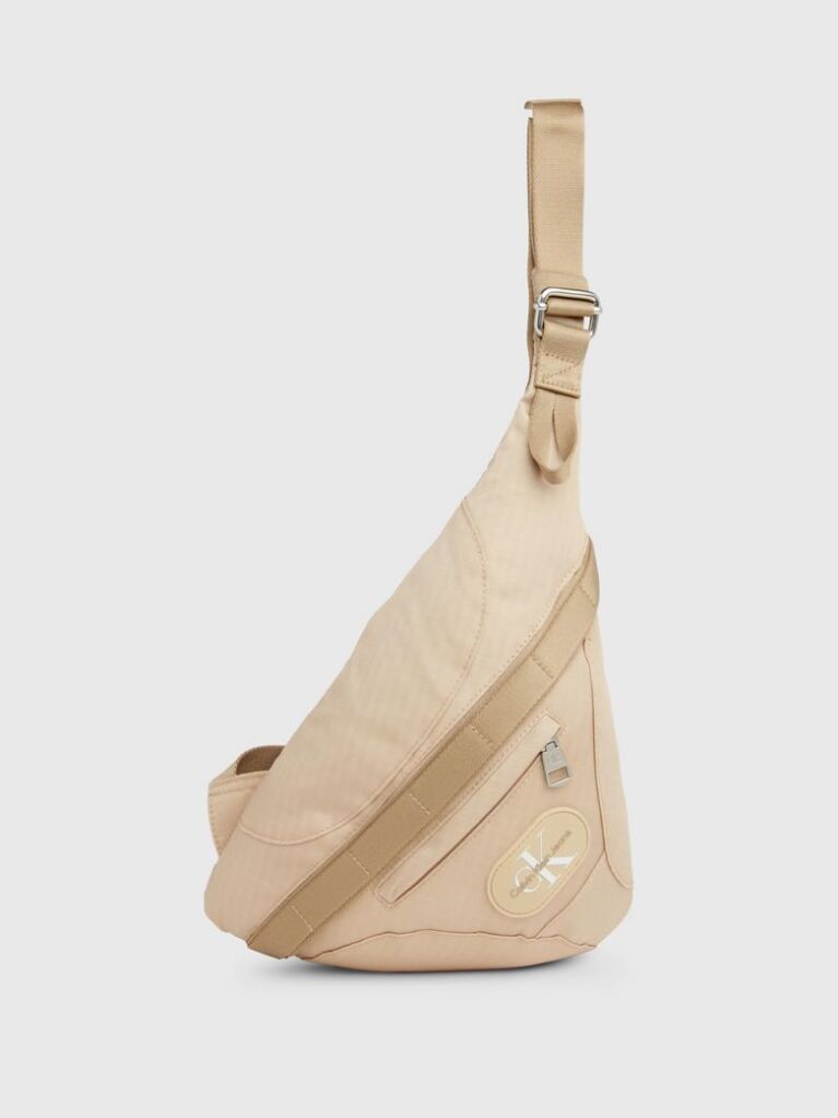 Beige Ripstop Crossbody Sling Bag  Men