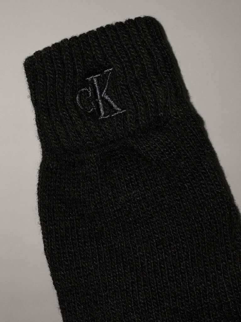 Black Wool Blend Gloves  Men