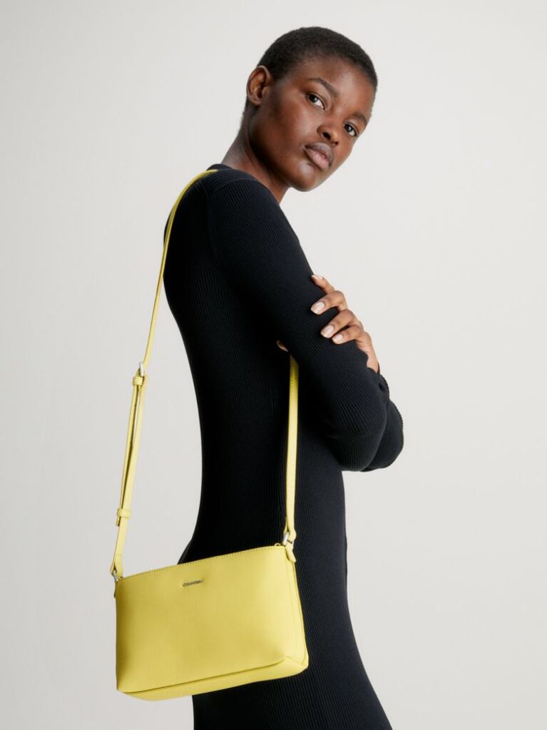 Yellow Faux Leather Crossbody Bag  Women