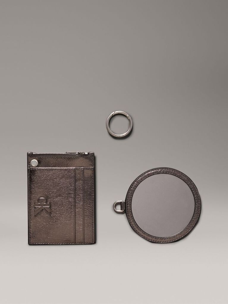 Silver Metallic Wallet and Mirror Gift Set  Women