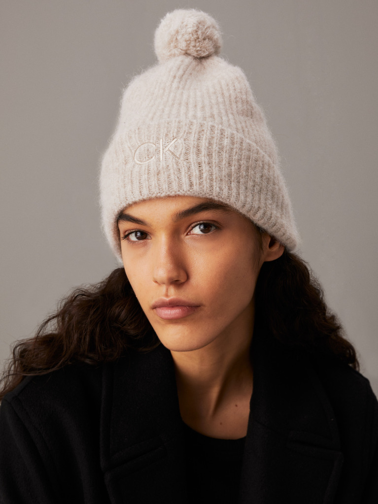 Grey Soft Pom-Pom Beanie  Women