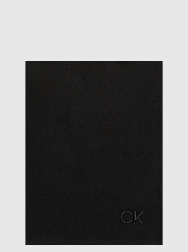 Black CK Embroidered Wool Mix Scarf  Women