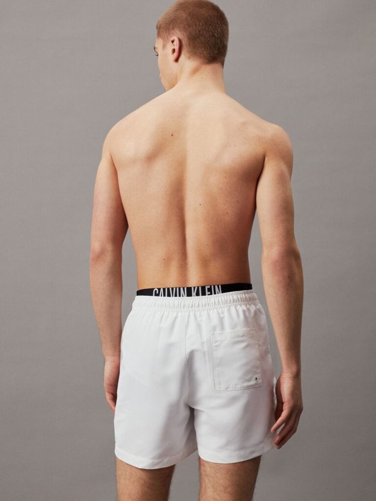 White Double Waistband Swim Shorts - Intense Power  Men