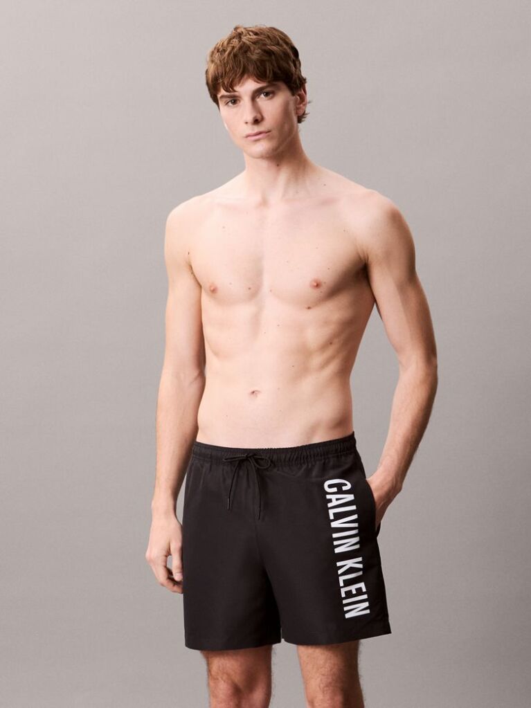 Black Medium Drawstring Swim Shorts - Intense Power  Men