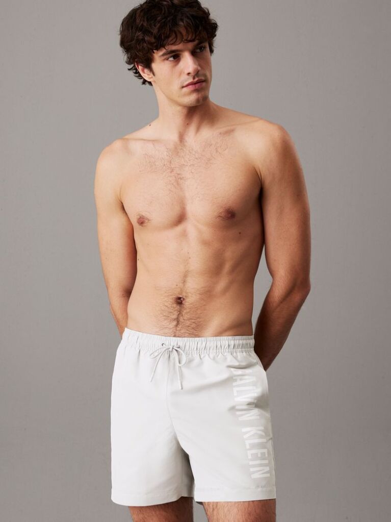 Grey Medium Drawstring Swim Shorts - Intense Power  Men
