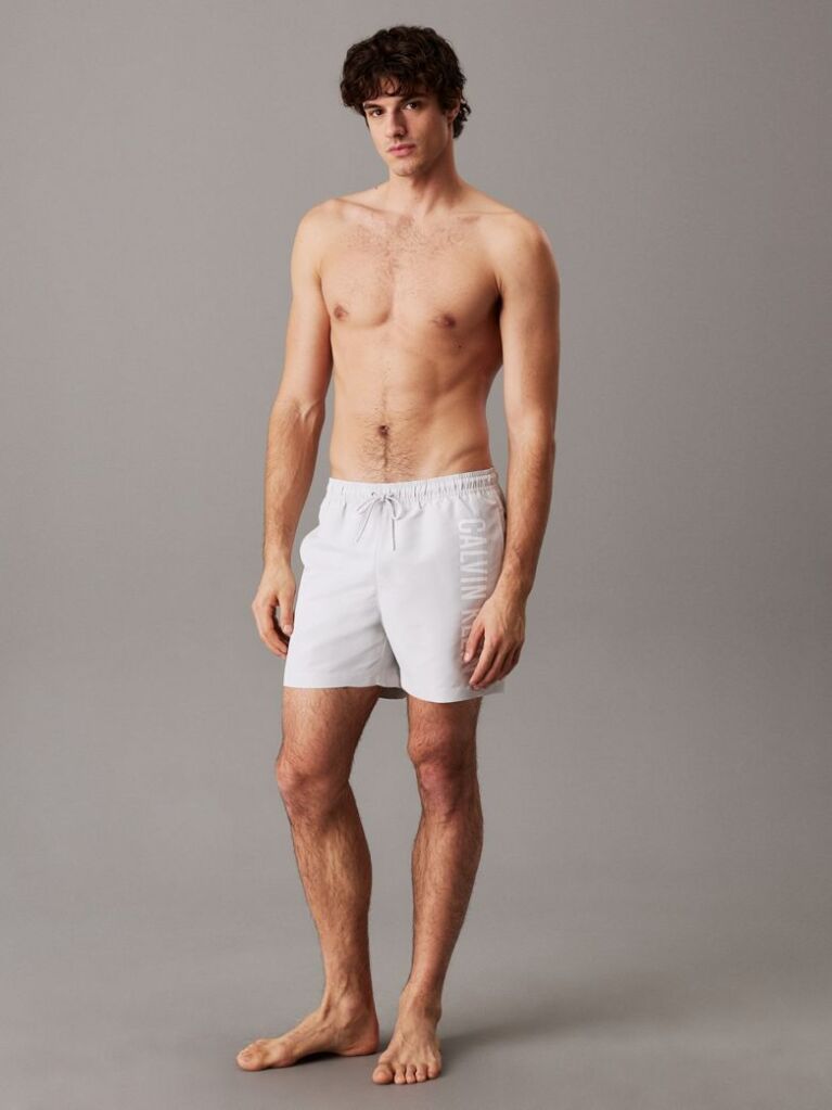 Grey Medium Drawstring Swim Shorts - Intense Power  Men
