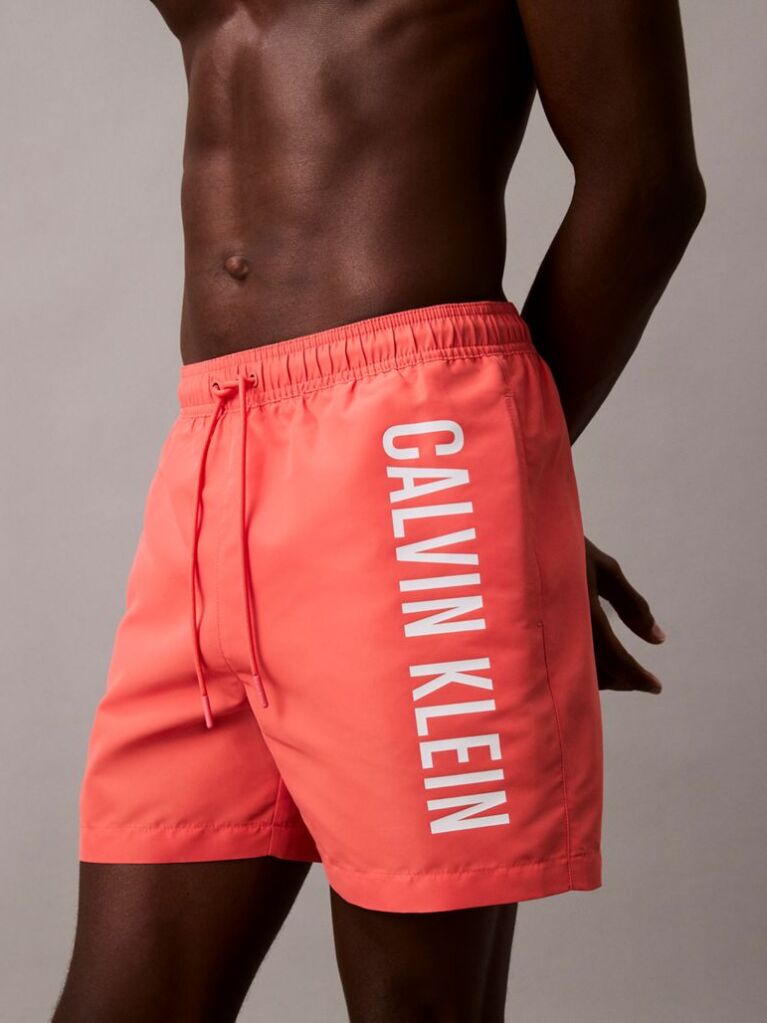Red Medium Drawstring Swim Shorts - Intense Power  Men