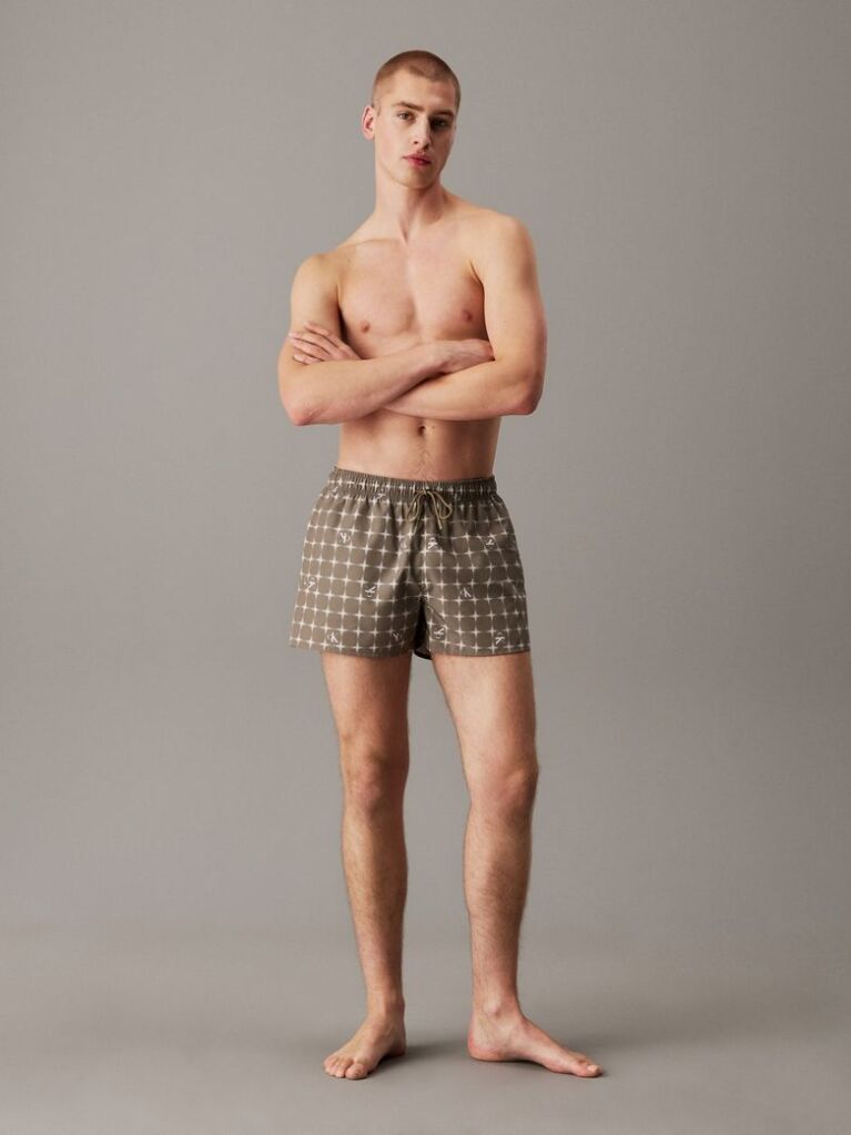Πράσινο Μαγιό Σορτς Κοντού Μήκους Με Κορδόνι - CK Monogram  Άνδρας